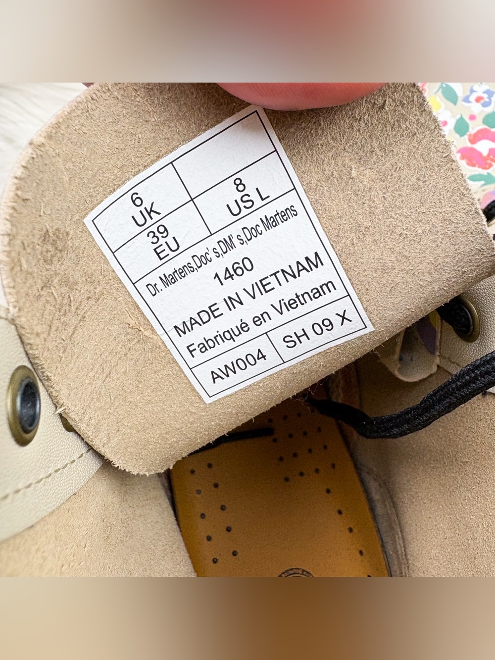 Dr. Martens 1460 Floral Mash Up Backhand Lace Up Boot Leather Parchment Beige 8 - Picture 10 of 11